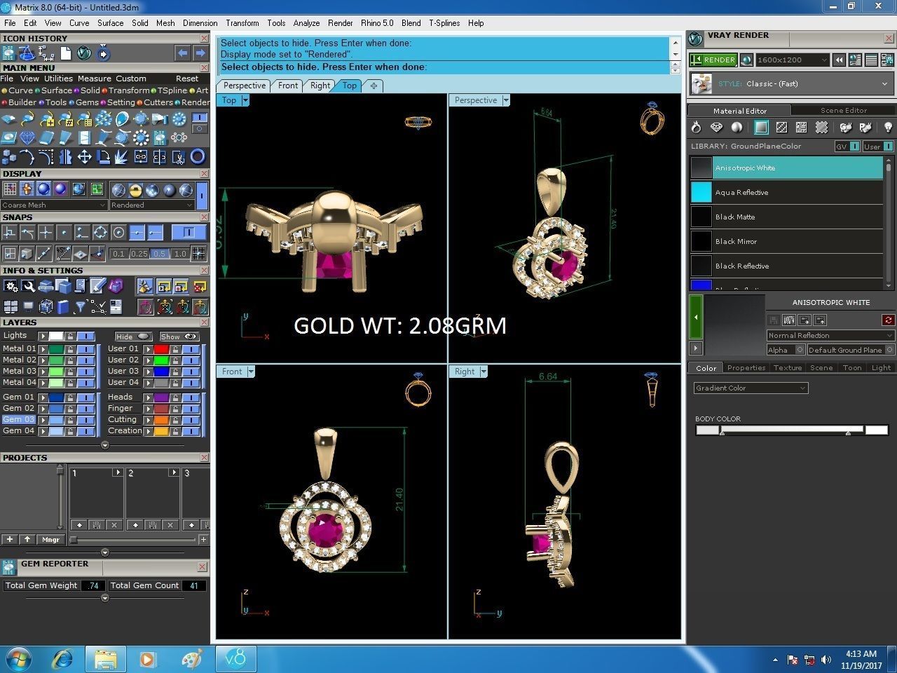 Women Solitaire Pendants 3dm STL OBJ FBX Render Details 3D print model_5