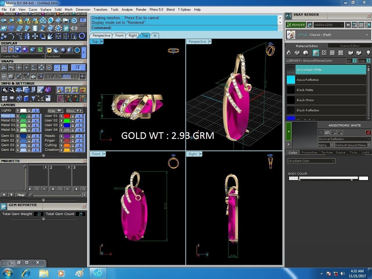 Oval Stone Pendants 3dm STL OBJ FBX Render Details 3D print model_6