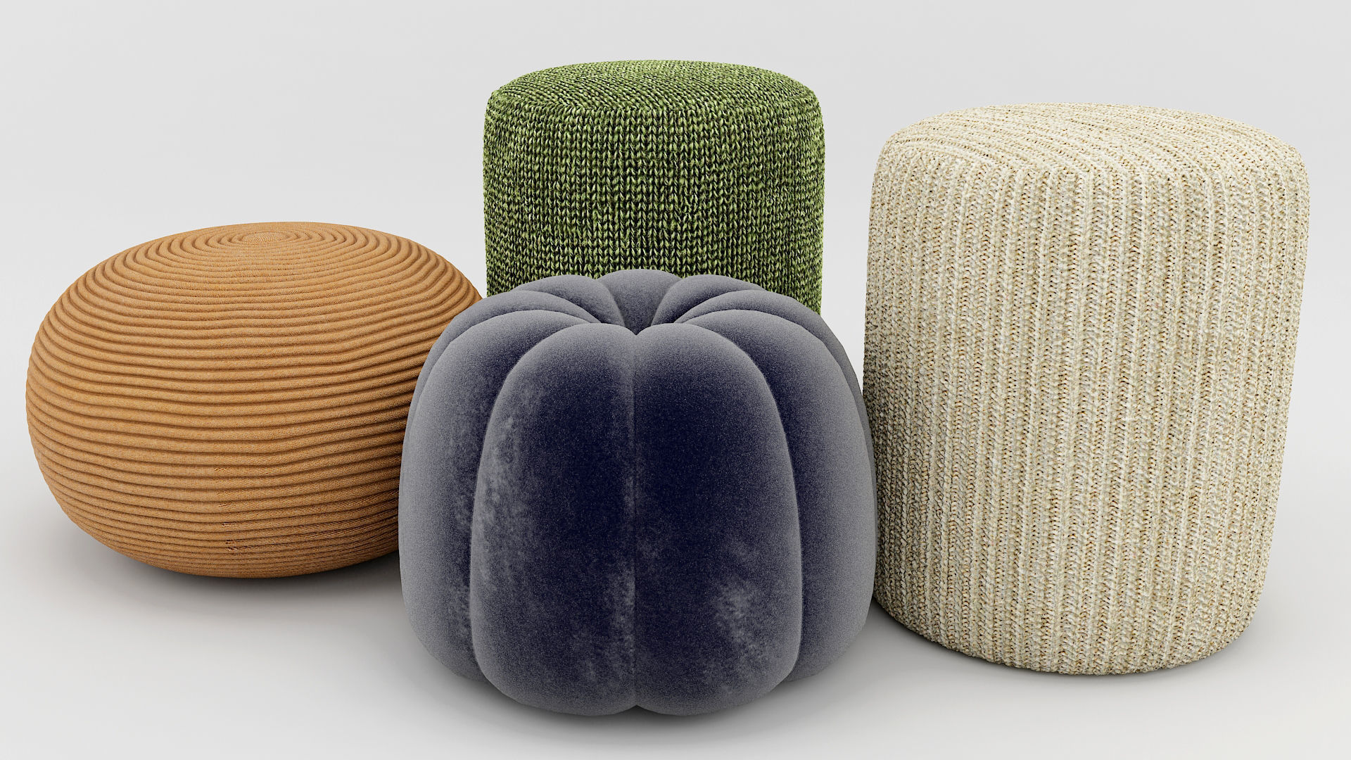 Ottoman sofa set 4 Low-poly 3D model_1