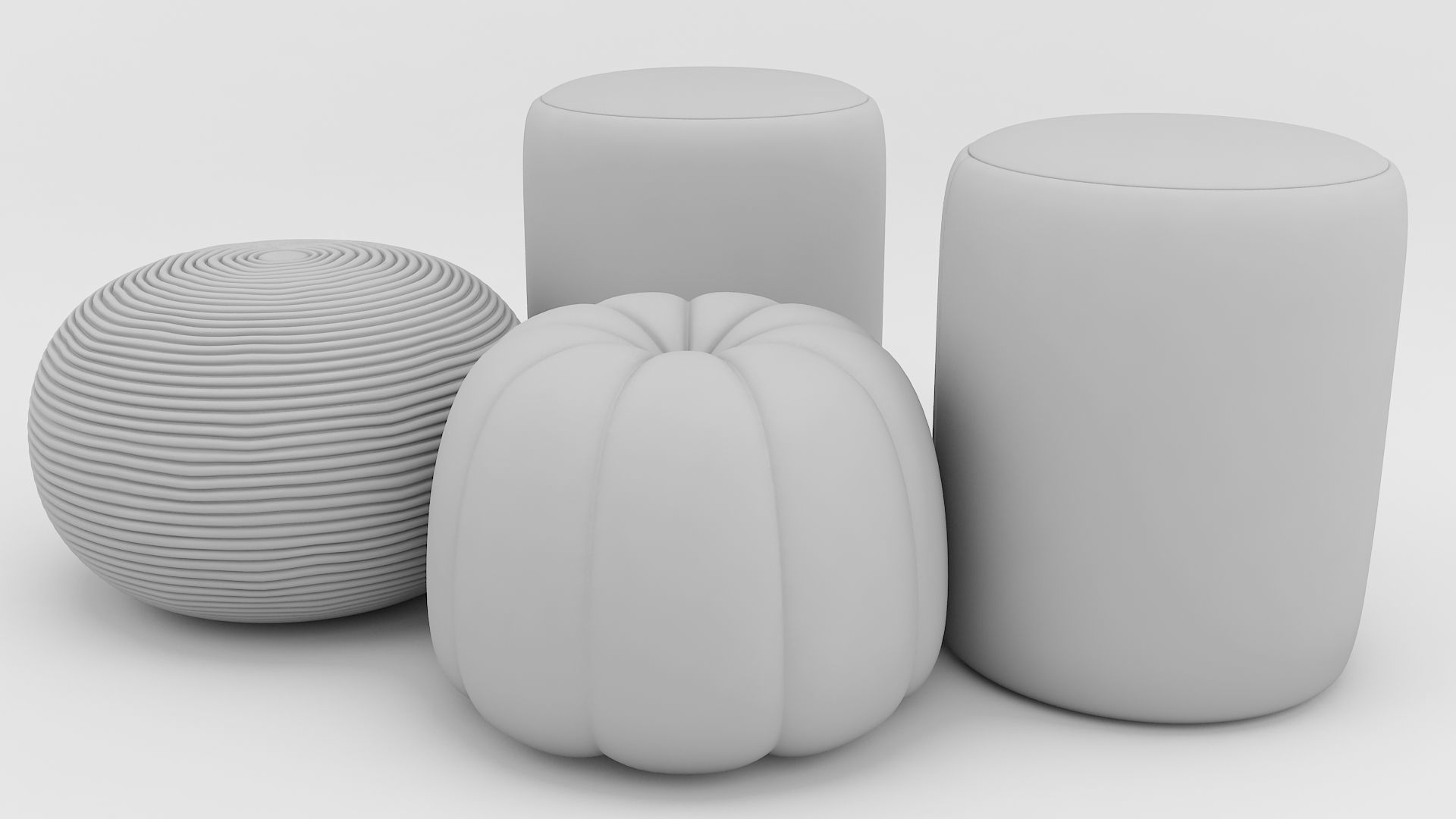 Ottoman sofa set 4 Low-poly 3D model_5