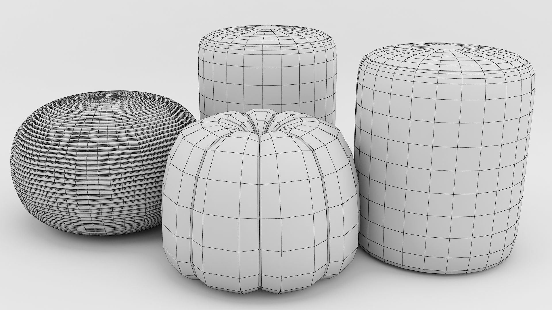 Ottoman sofa set 4 Low-poly 3D model_2