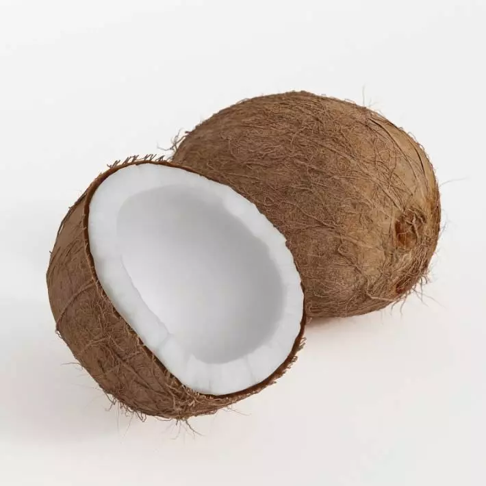 One Whole Coconut And One Half Of A Coconut 3D model_0