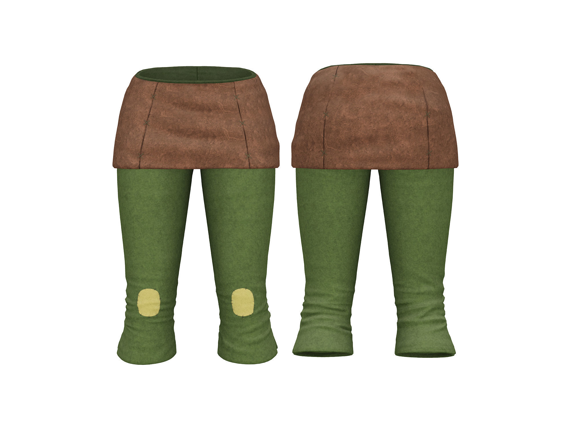 Female Medieval Steampunk Pheasant Full Outfit Costume Low-poly 3D model_5