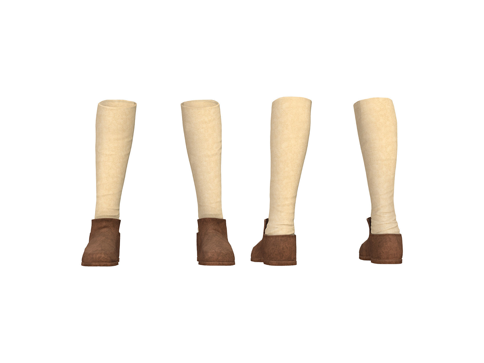 Female Medieval Steampunk Pheasant Full Outfit Costume Low-poly 3D model_7