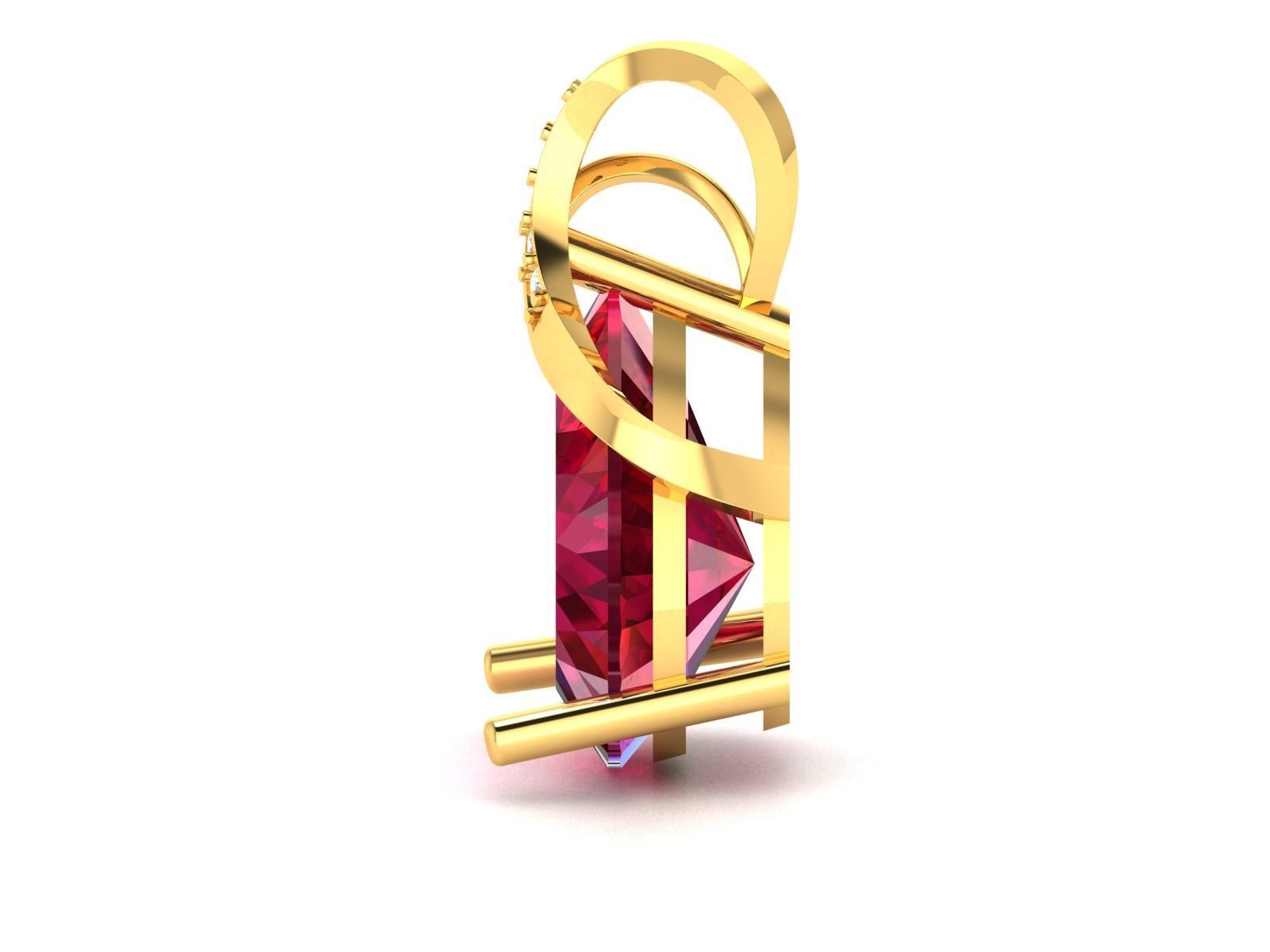   Solitaire Pear Diamond Pendants 3dm STL OBJ FBX Render Details 3D print model_13