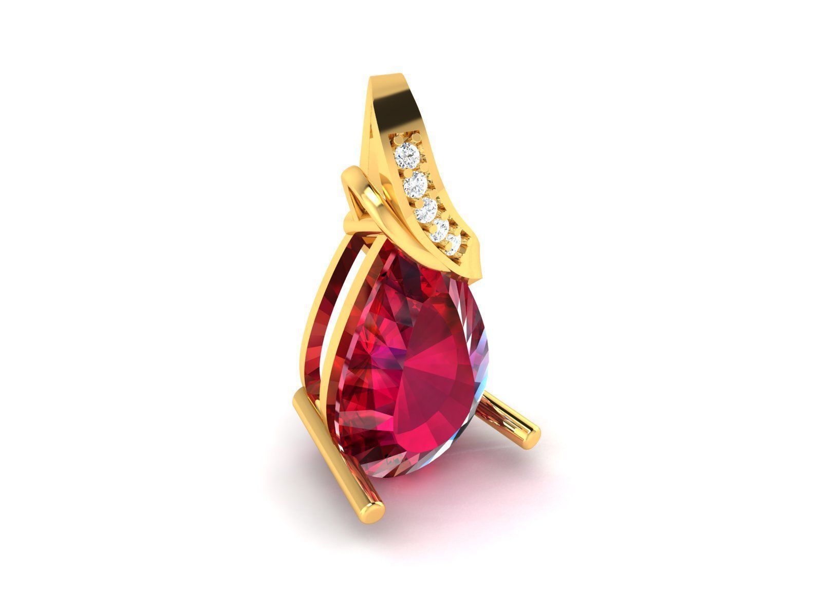   Solitaire Pear Diamond Pendants 3dm STL OBJ FBX Render Details 3D print model_8