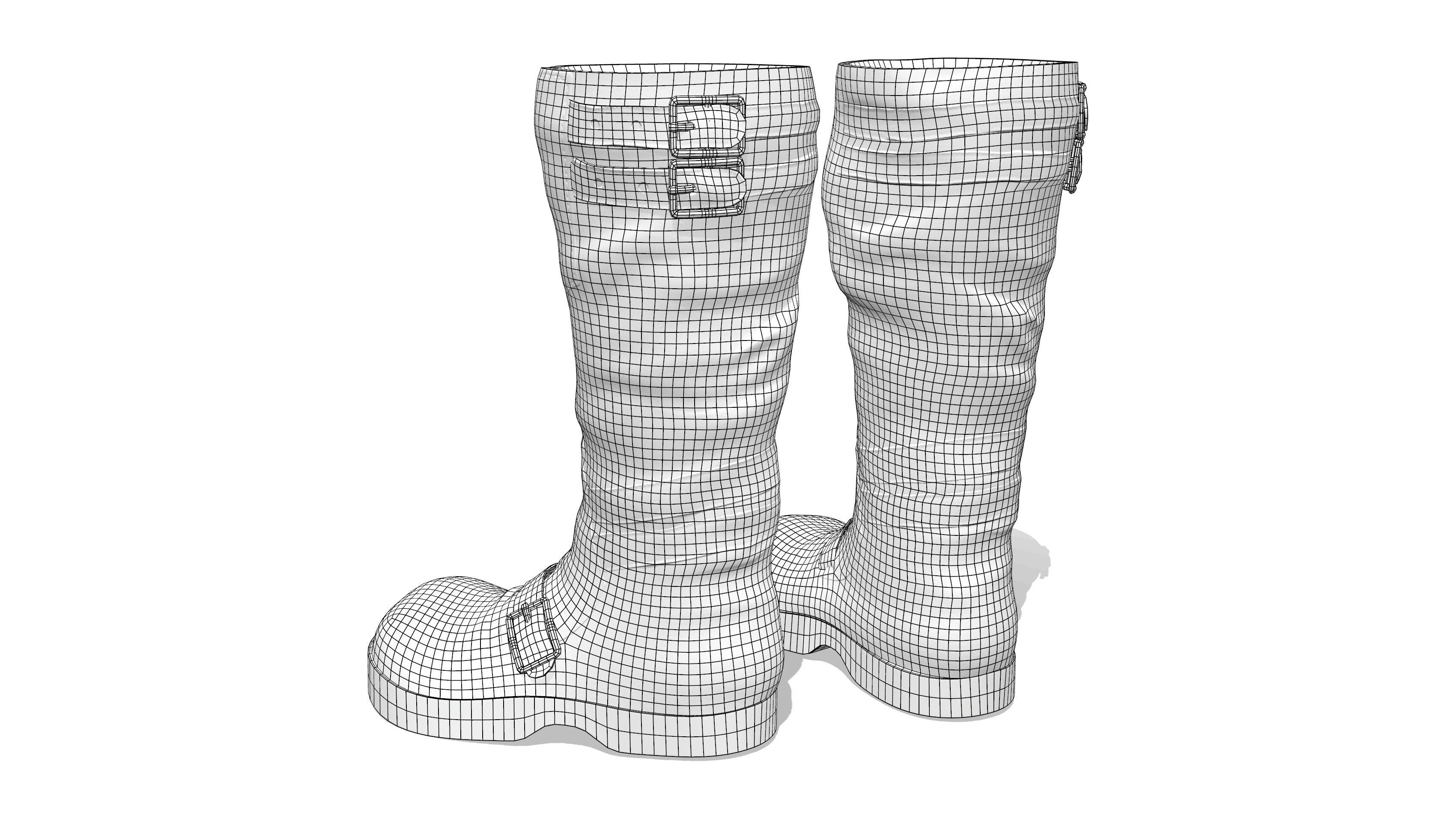 Flat Rider and Combat Boots Low-poly 3D model_6
