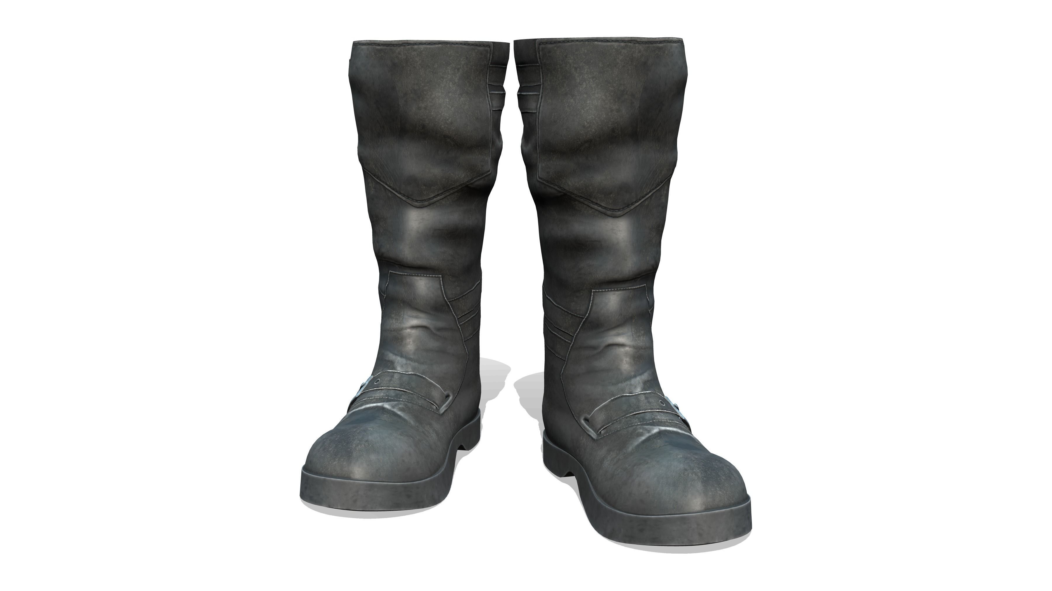 Flat Rider and Combat Boots Low-poly 3D model_2