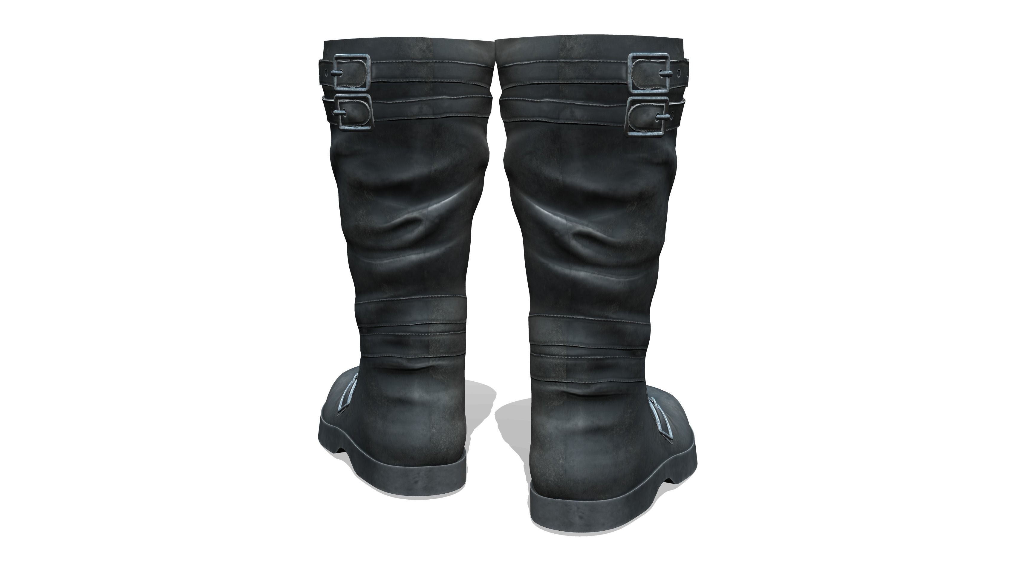 Flat Rider and Combat Boots Low-poly 3D model_4