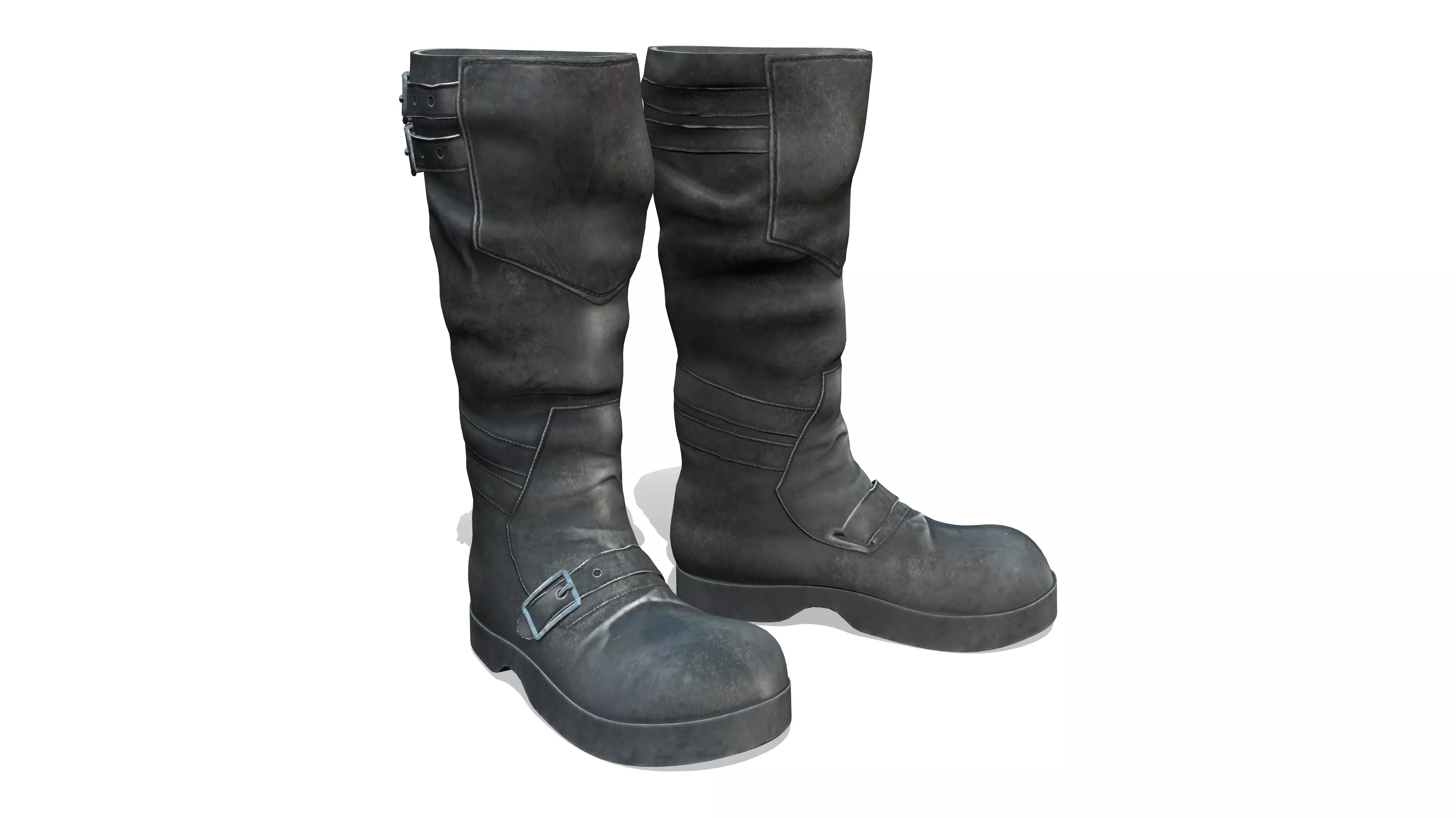 Flat Rider and Combat Boots Low-poly 3D model_0