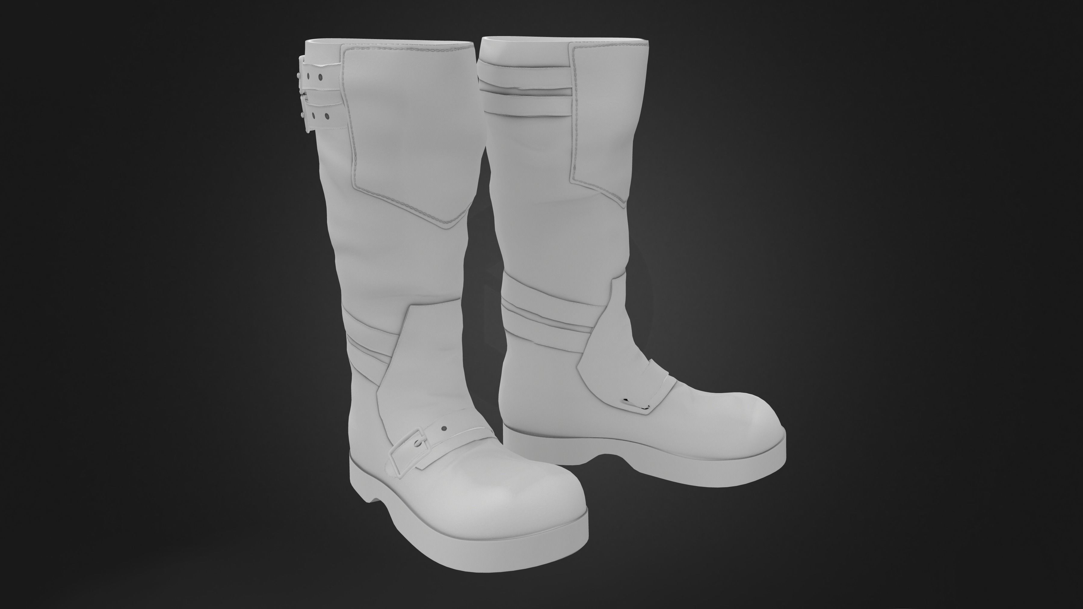 Flat Rider and Combat Boots Low-poly 3D model_8