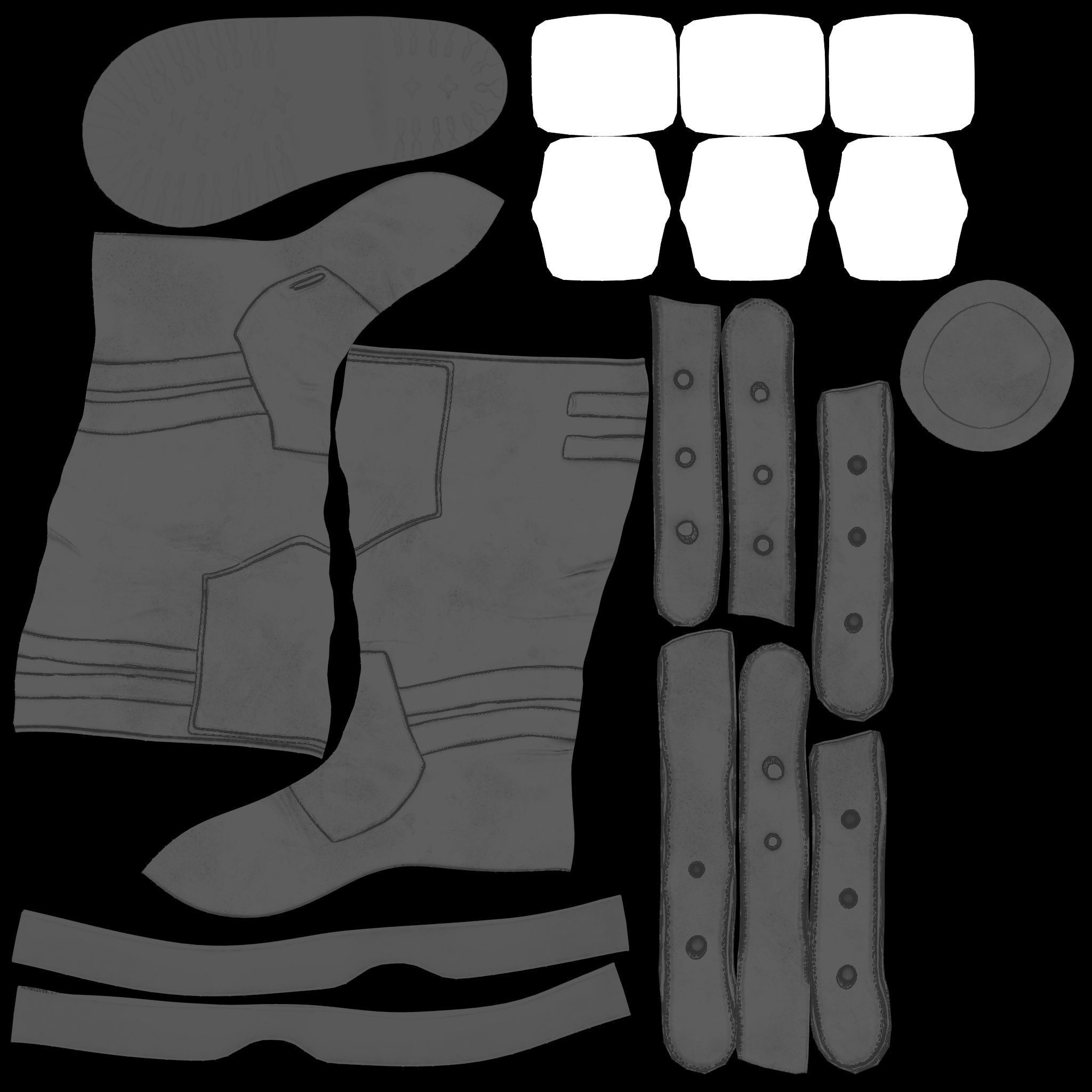 Flat Rider and Combat Boots Low-poly 3D model_9