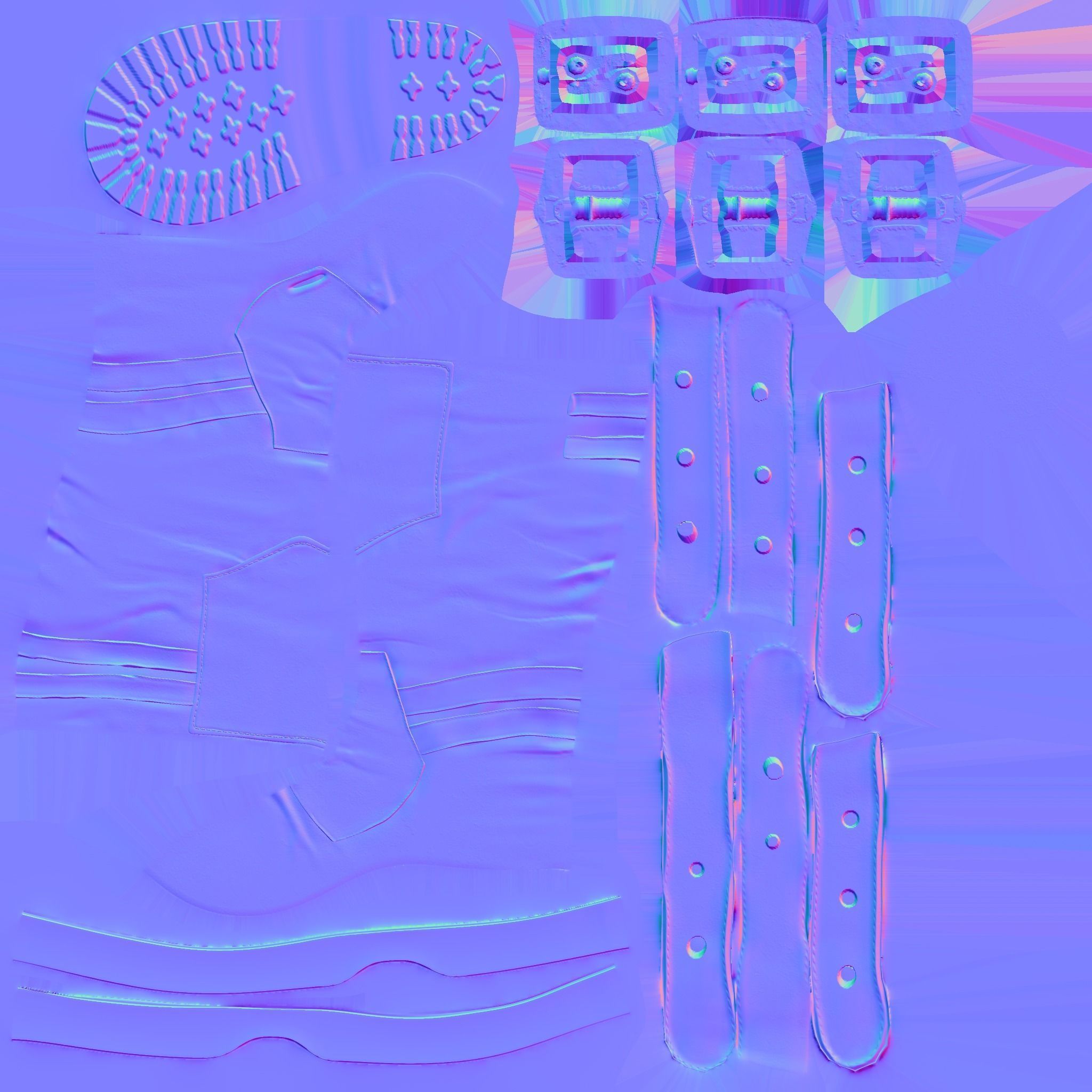 Flat Rider and Combat Boots Low-poly 3D model_11