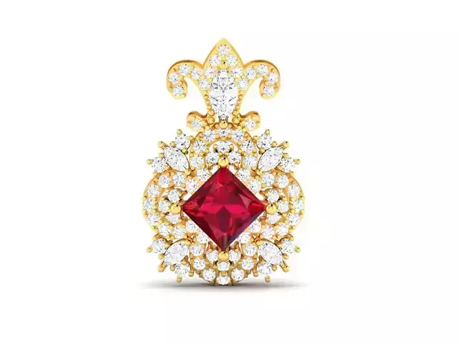 Princess Stone Pendants 3dm STL OBJ FBX Render Details 3D print model