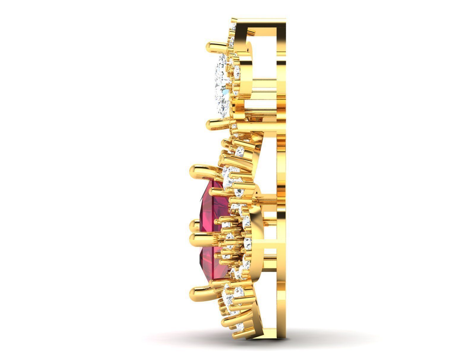 Princess Stone Pendants 3dm STL OBJ FBX Render Details 3D print model_3