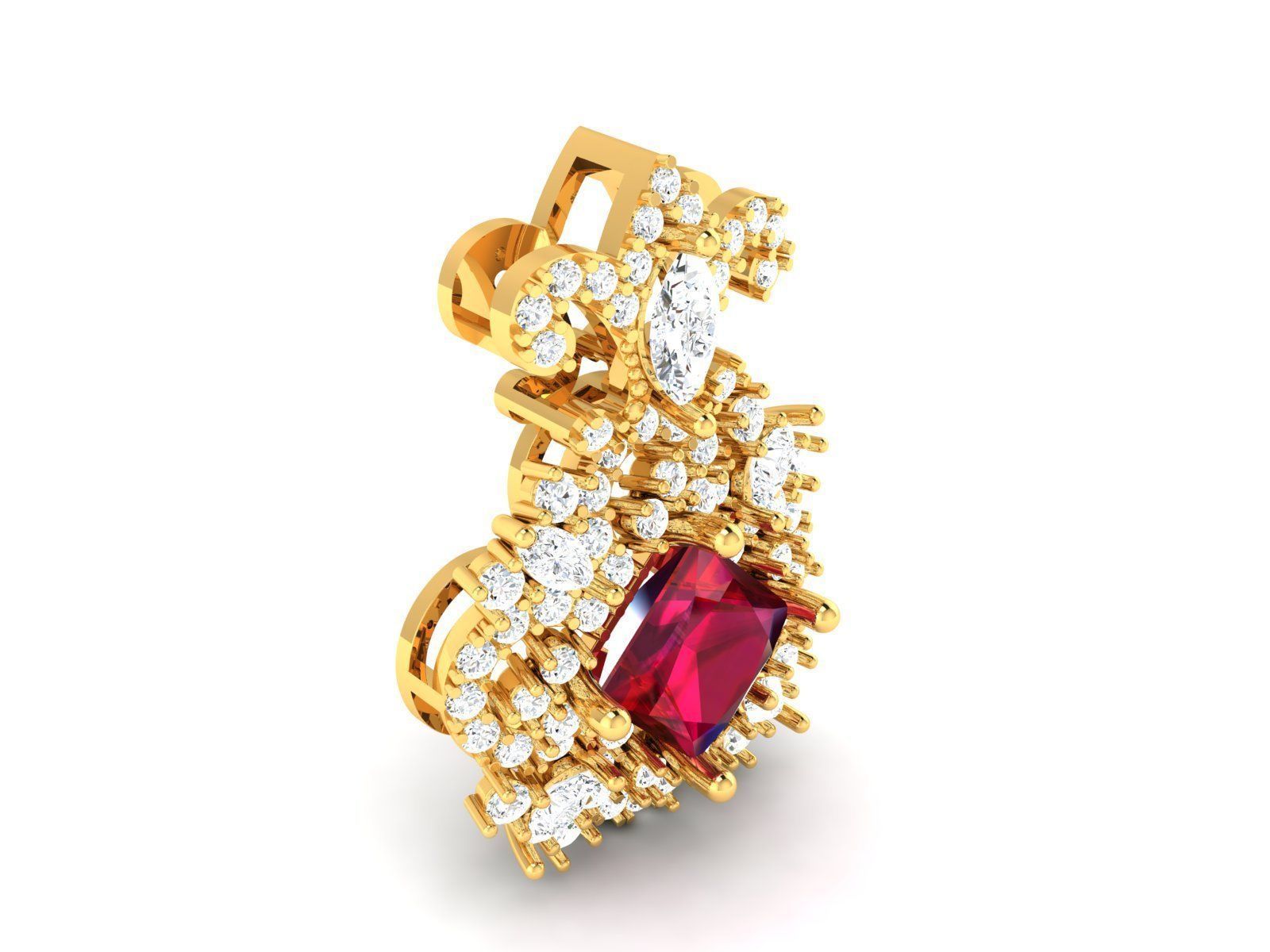 Princess Stone Pendants 3dm STL OBJ FBX Render Details 3D print model_2