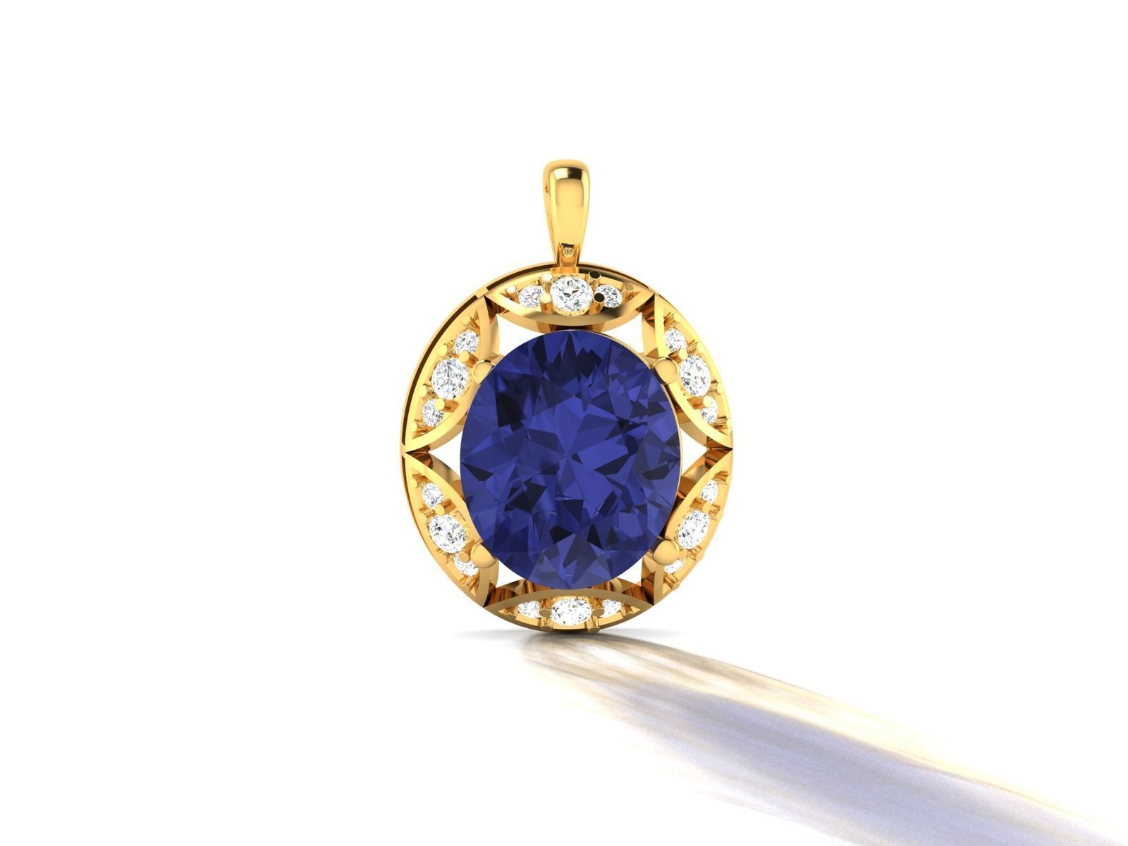 Solitaire Oval Diamond Pendants 3dm STL OBJ FBX Render Details 3D print model_2