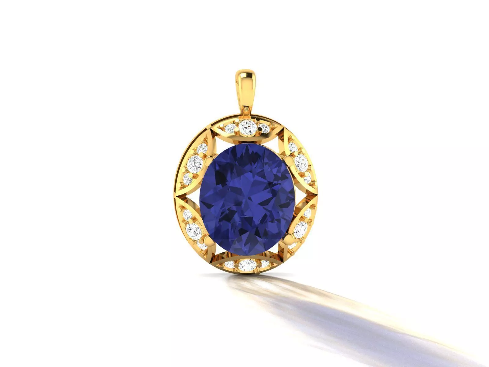 Solitaire Oval Diamond Pendants 3dm STL OBJ FBX Render Details 3D print model_0