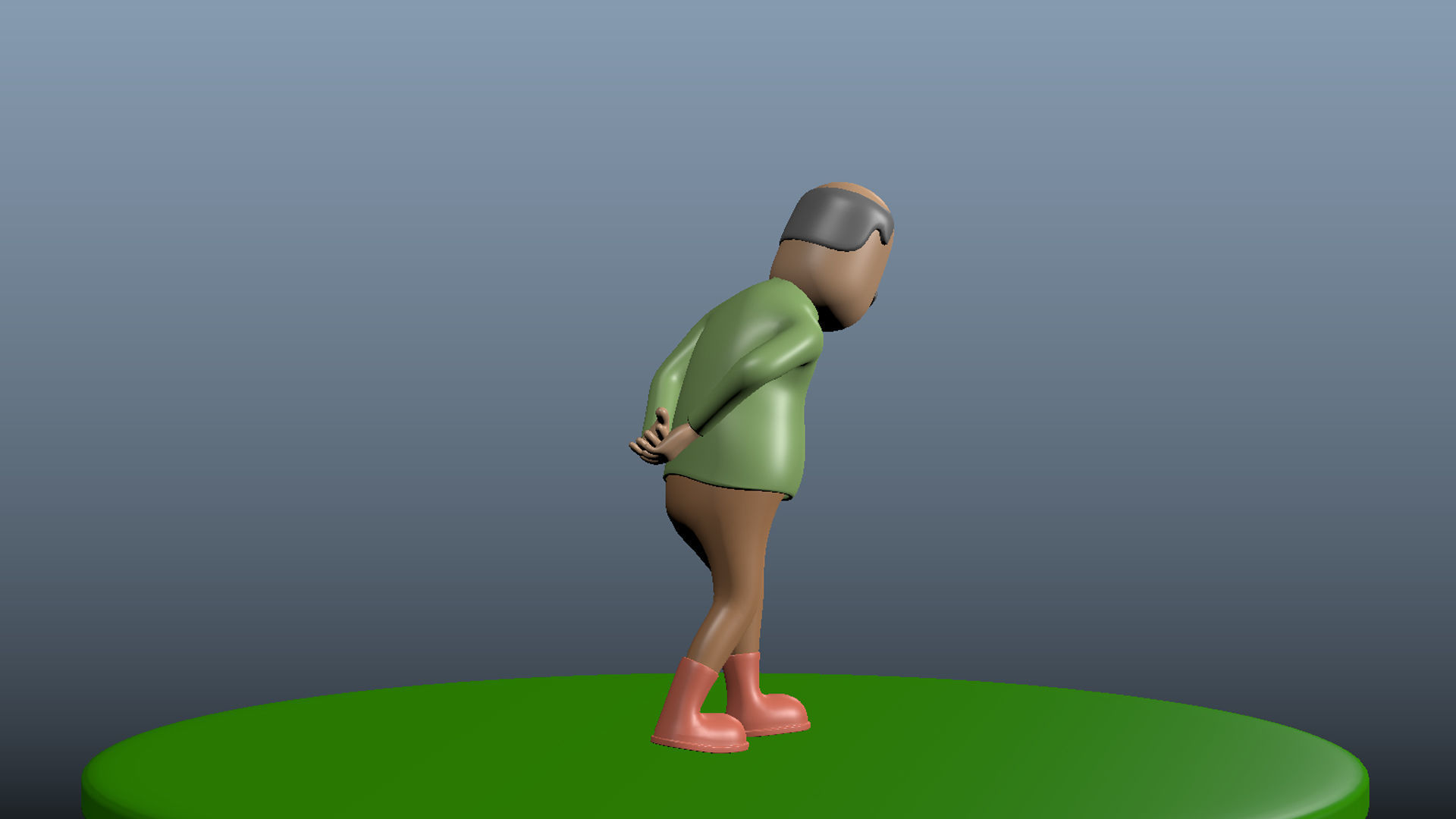 rigged old man Low-poly 3D model_3