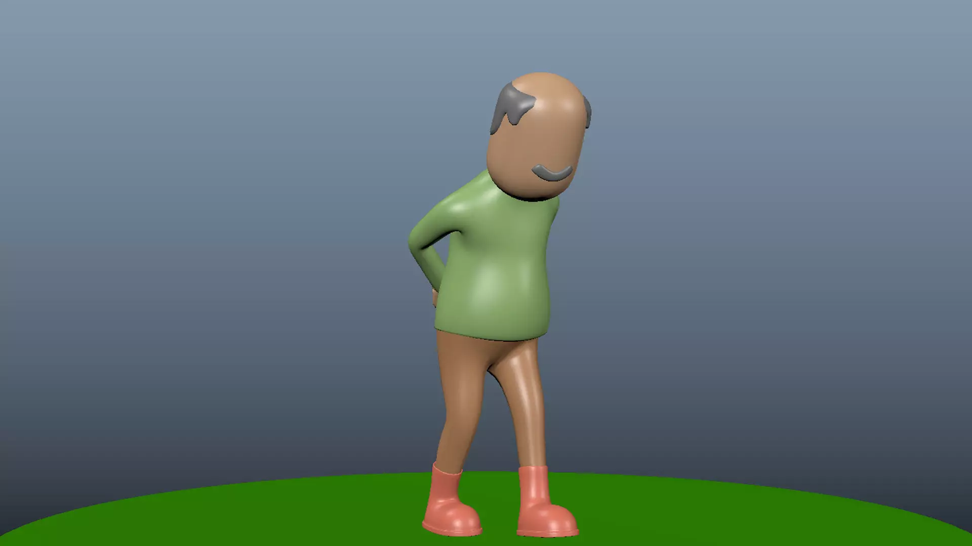 rigged old man Low-poly 3D model_0