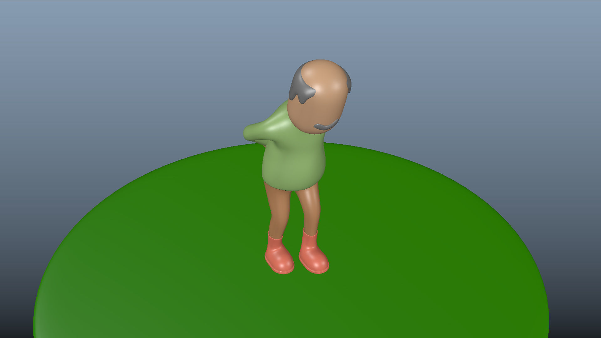 rigged old man Low-poly 3D model_4