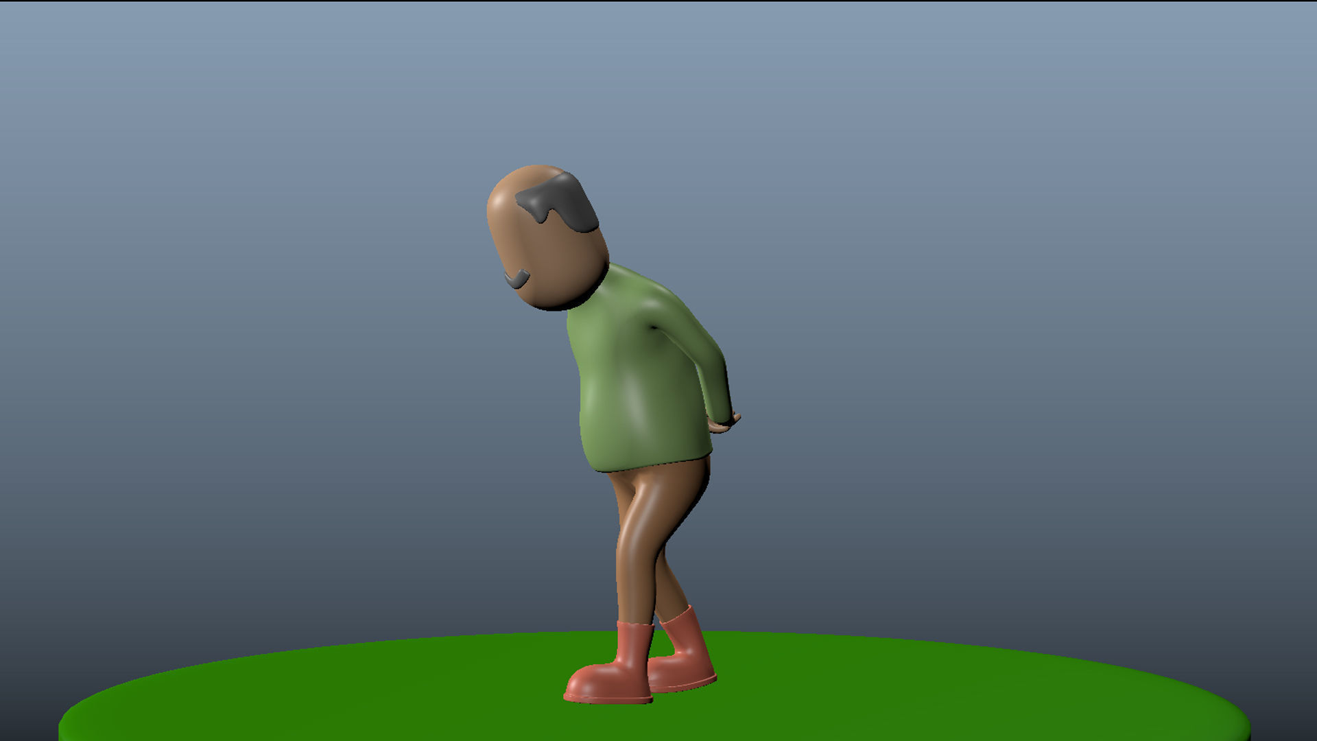 rigged old man Low-poly 3D model_2