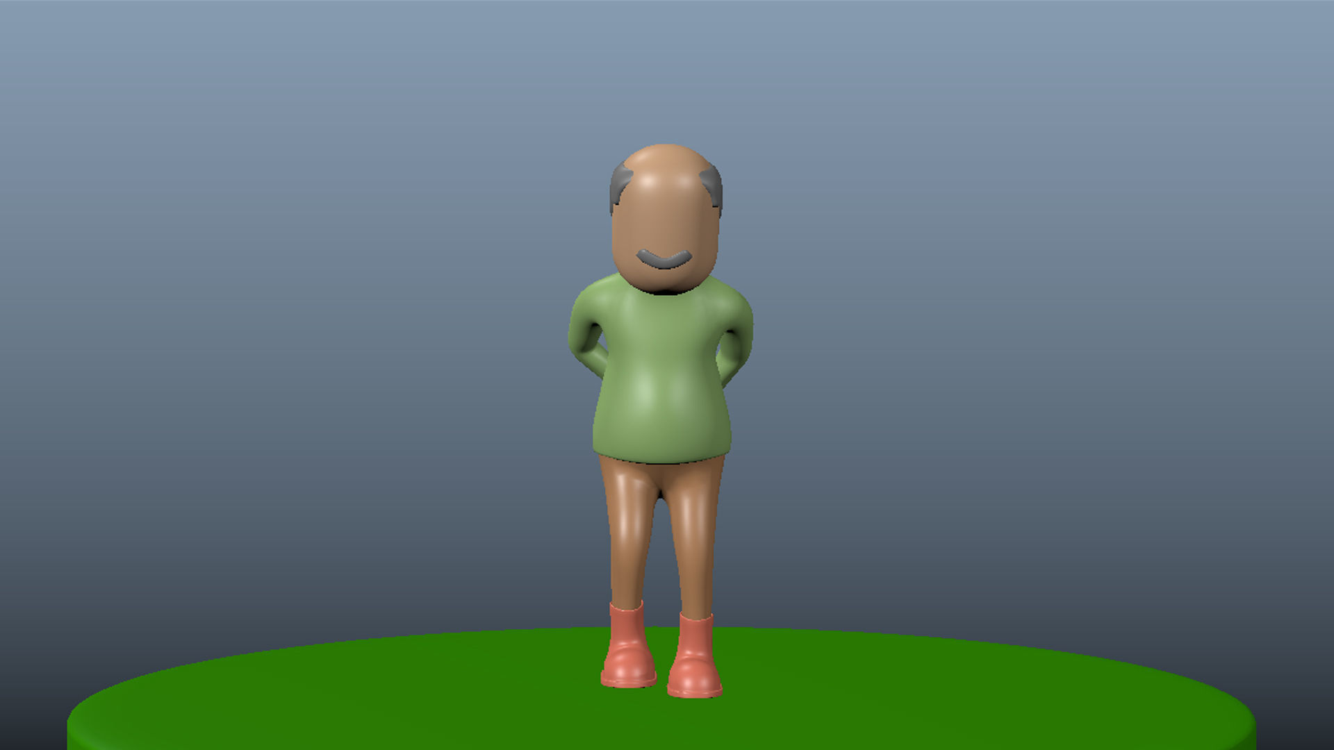rigged old man Low-poly 3D model_1