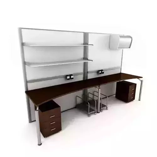 Basic 2 Person Office Desk With 2 Matching File Cabinets