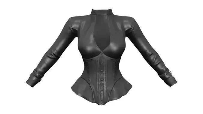 Peplum Style Black Leather Jacket