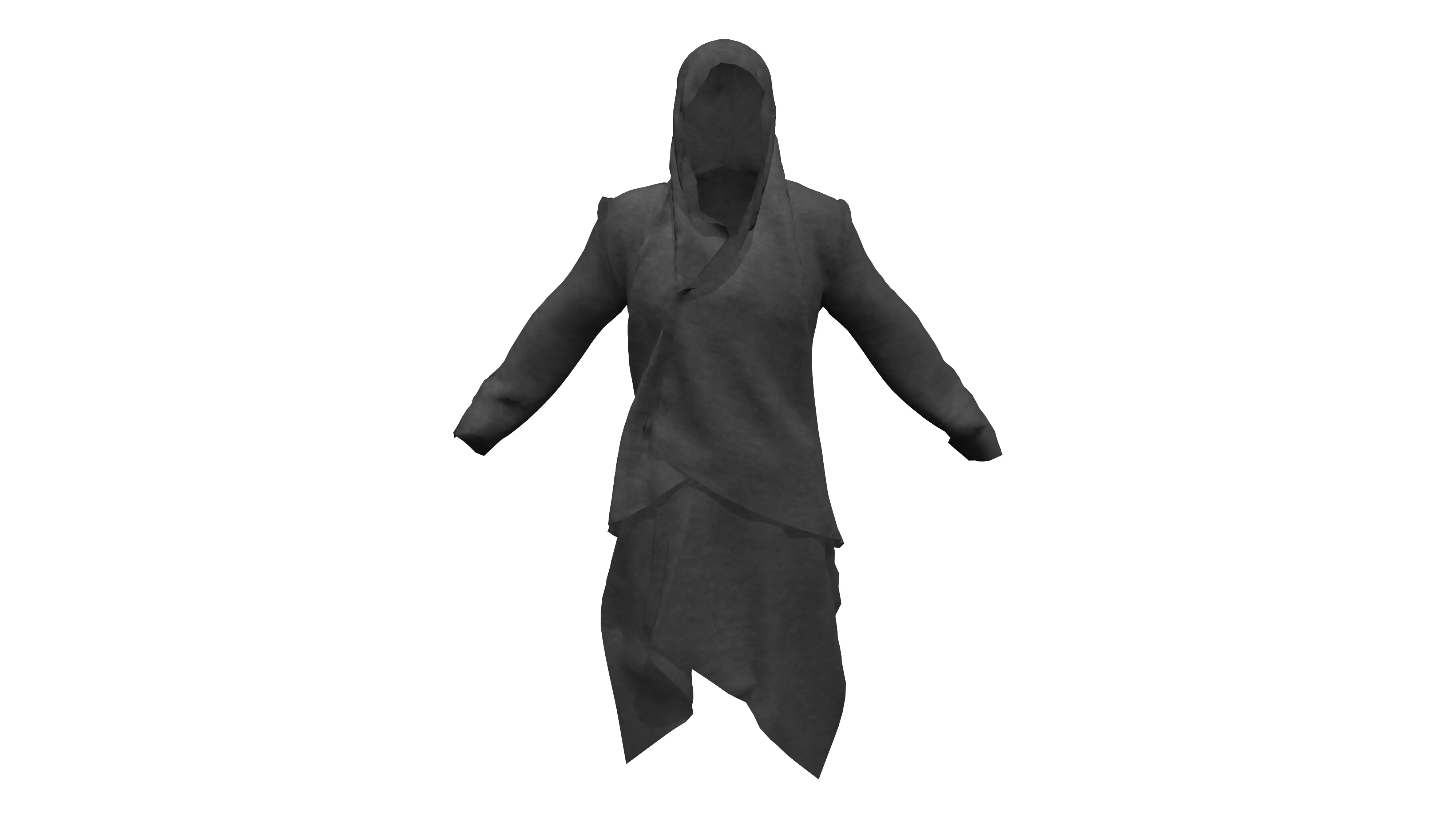 Mens Asymmetric Cutout Layered Hoodie Low-poly 3D model