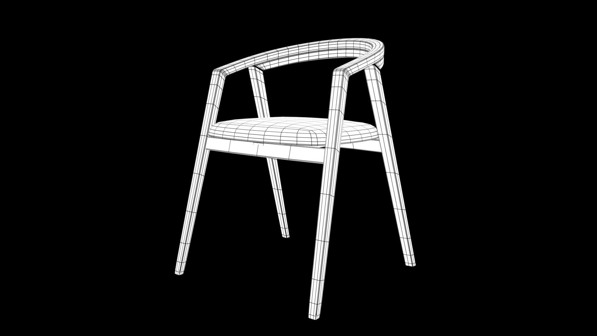 chair wooden Low-poly 3D model_6