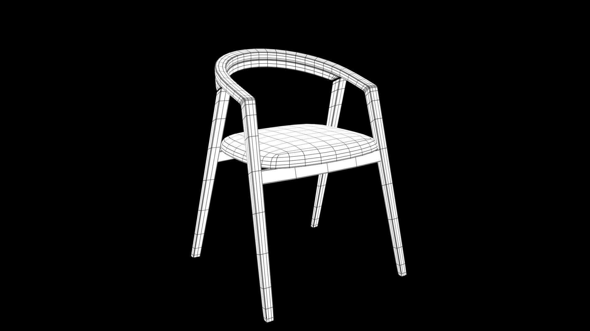 chair wooden Low-poly 3D model_5