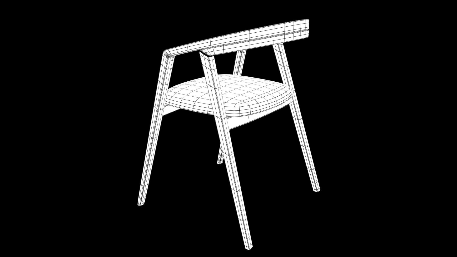 chair wooden Low-poly 3D model_7