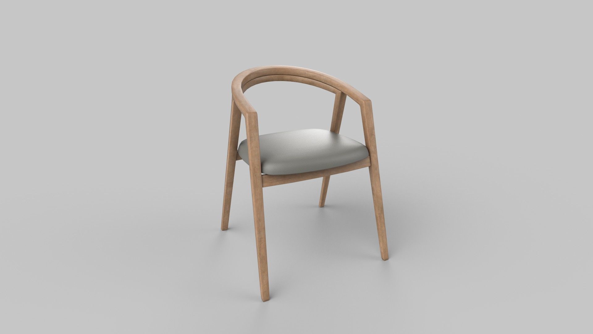 chair wooden Low-poly 3D model_4