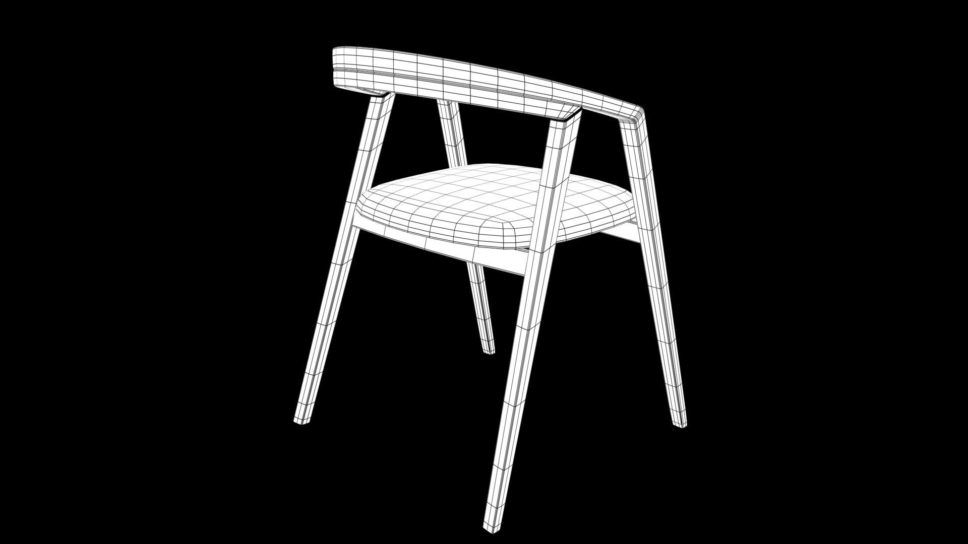 chair wooden Low-poly 3D model_8
