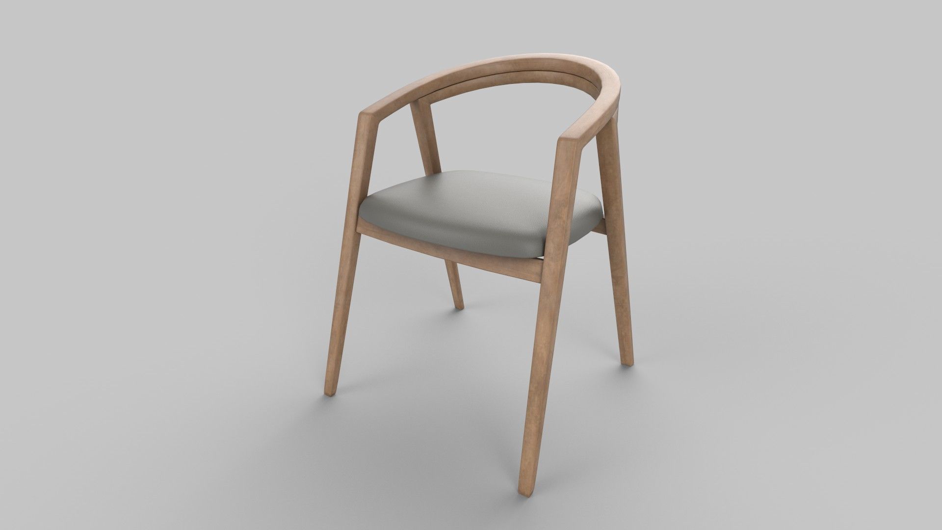 chair wooden Low-poly 3D model_1