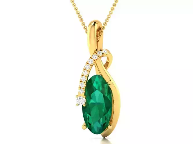 Solitaire Oval Diamond Pendants 3dm STL OBJ FBX Render Details 3D print model