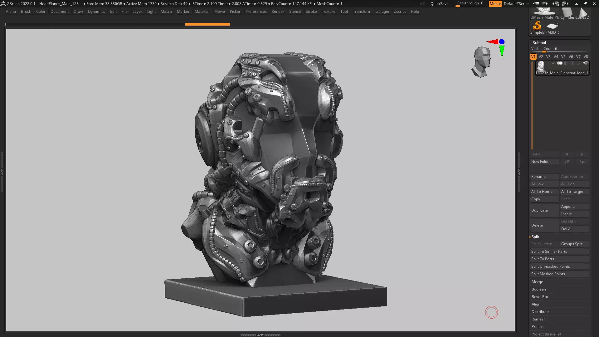 robot head bust a12 3d print model 3D print model