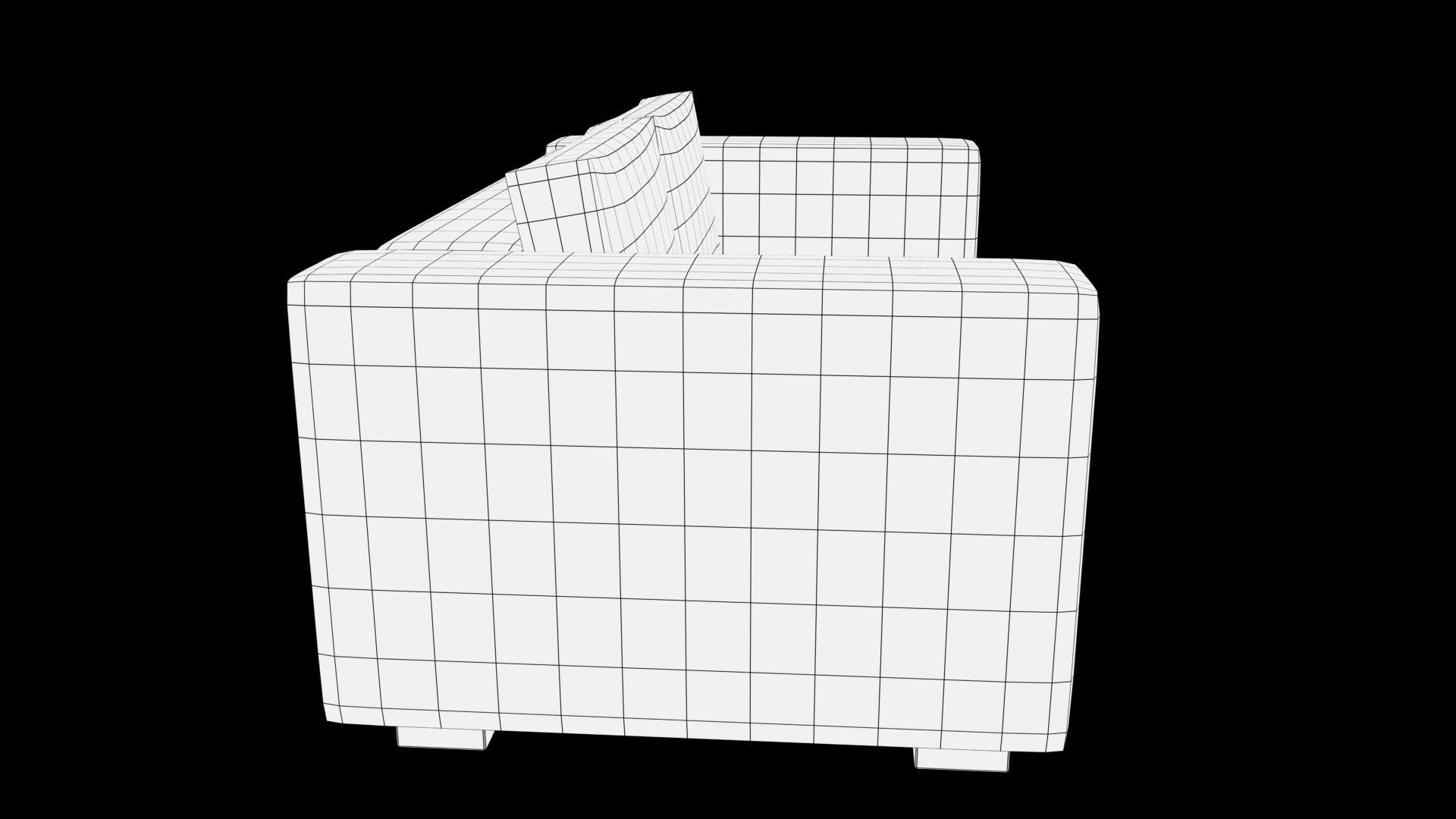 three seater sofa Low-poly 3D model_8