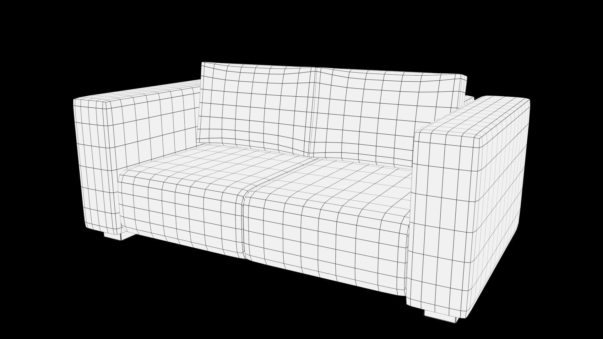 three seater sofa Low-poly 3D model_5