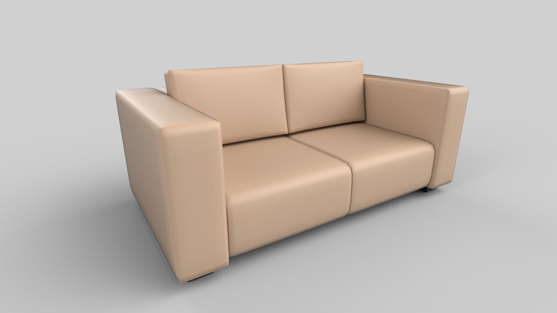 three seater sofa Low-poly 3D model_2