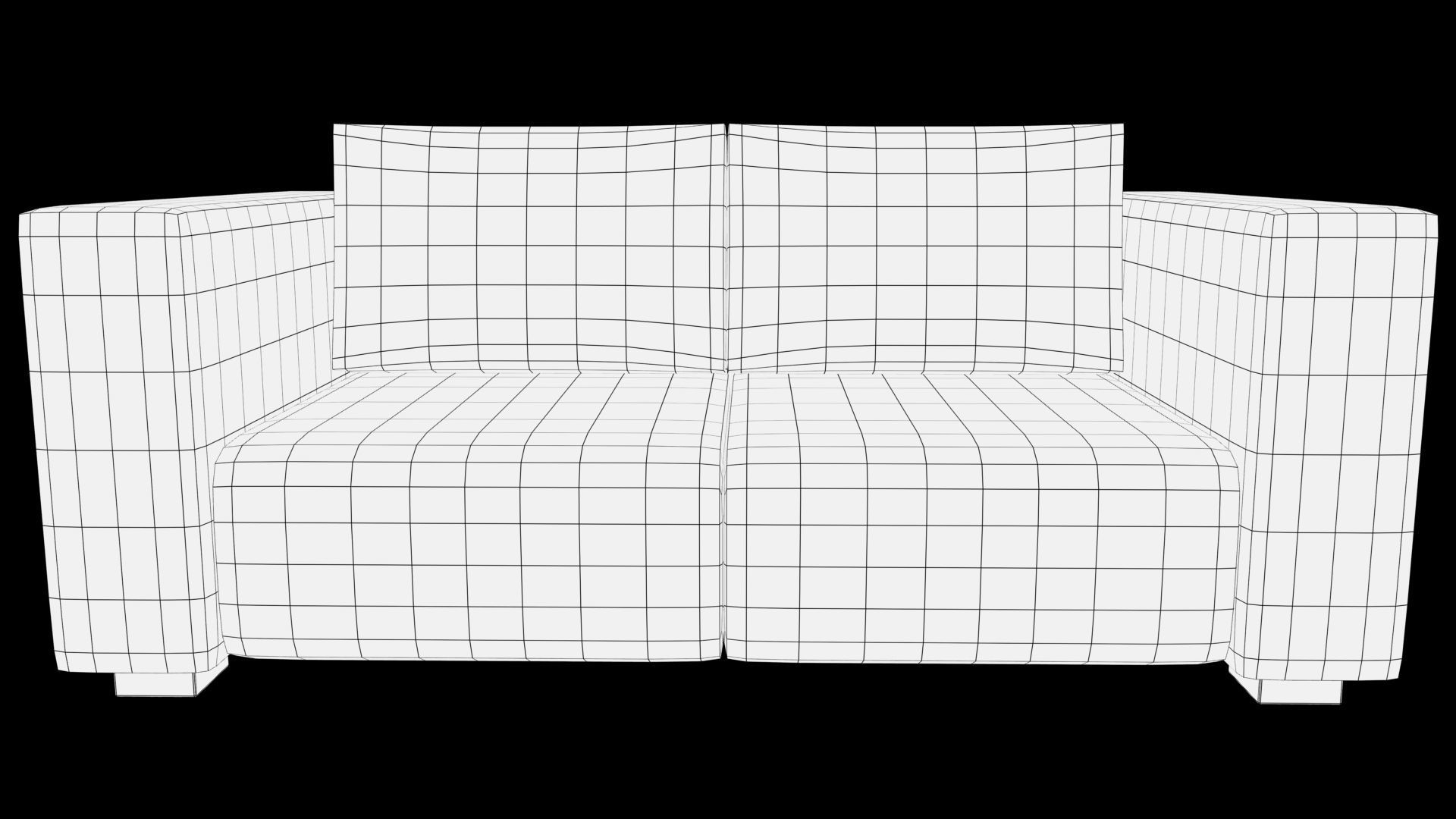 three seater sofa Low-poly 3D model_7