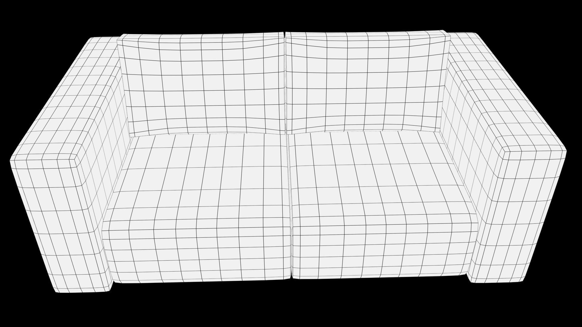 three seater sofa Low-poly 3D model_9