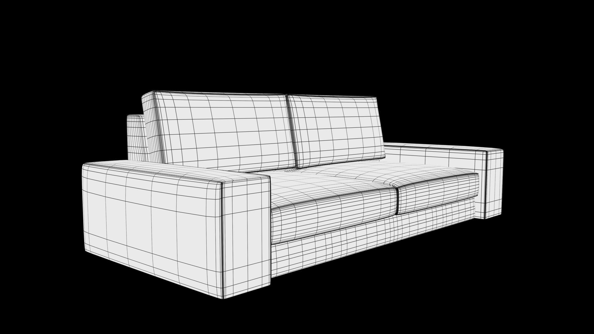 two seater sofa Low-poly 3D model_7