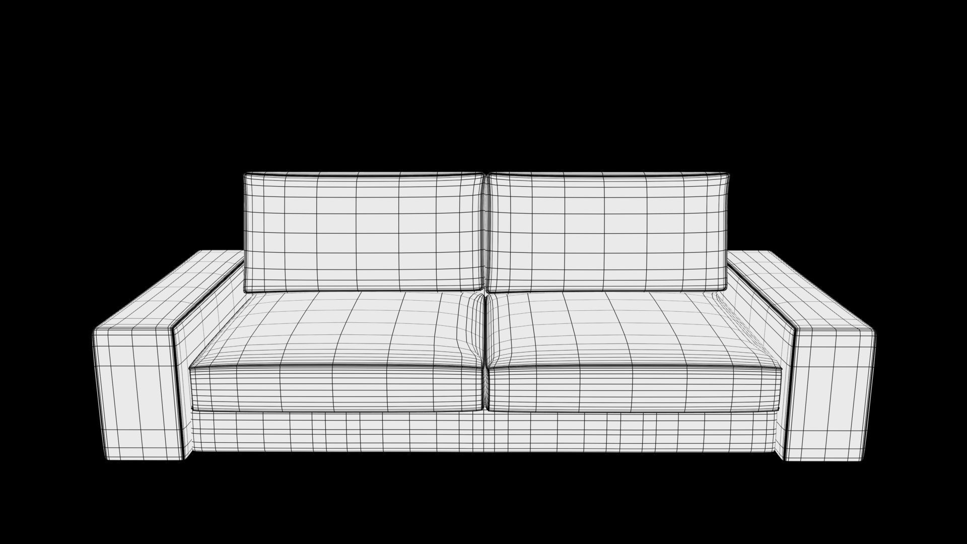 two seater sofa Low-poly 3D model_5