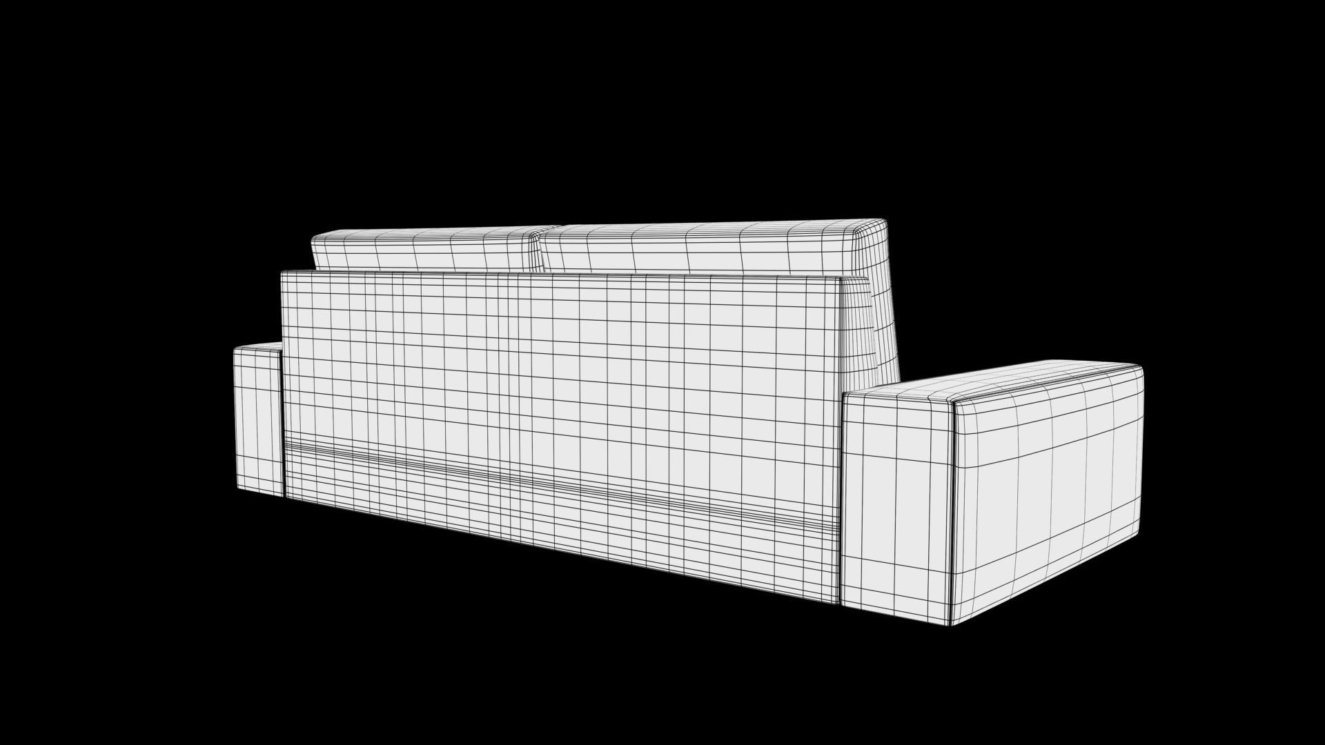 two seater sofa Low-poly 3D model_8