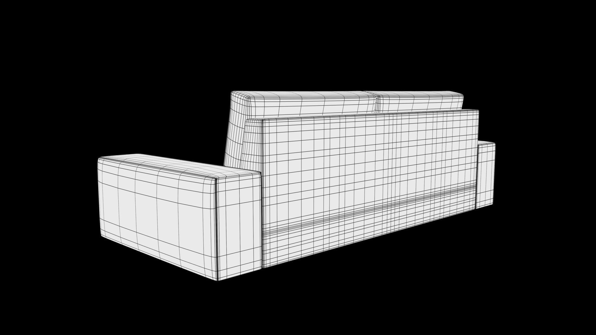 two seater sofa Low-poly 3D model_9