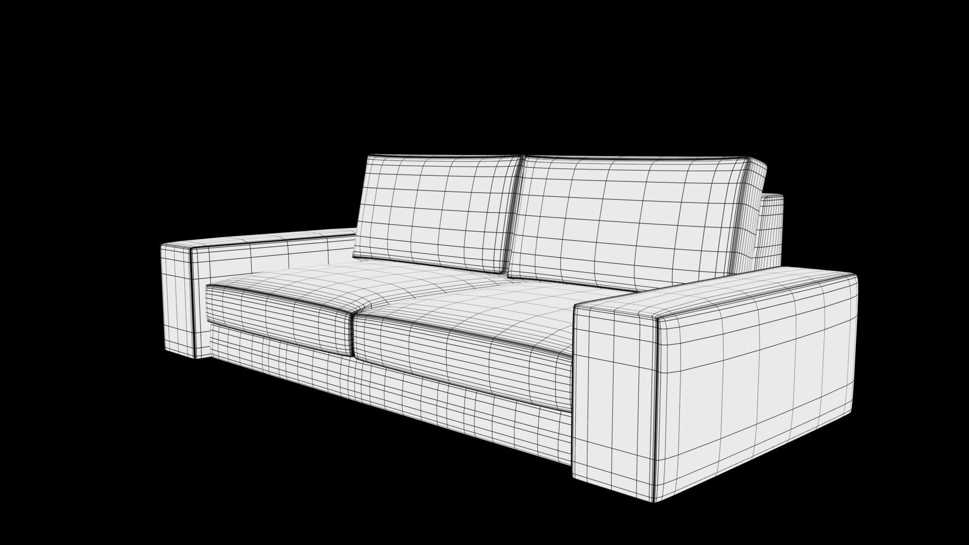 two seater sofa Low-poly 3D model_6