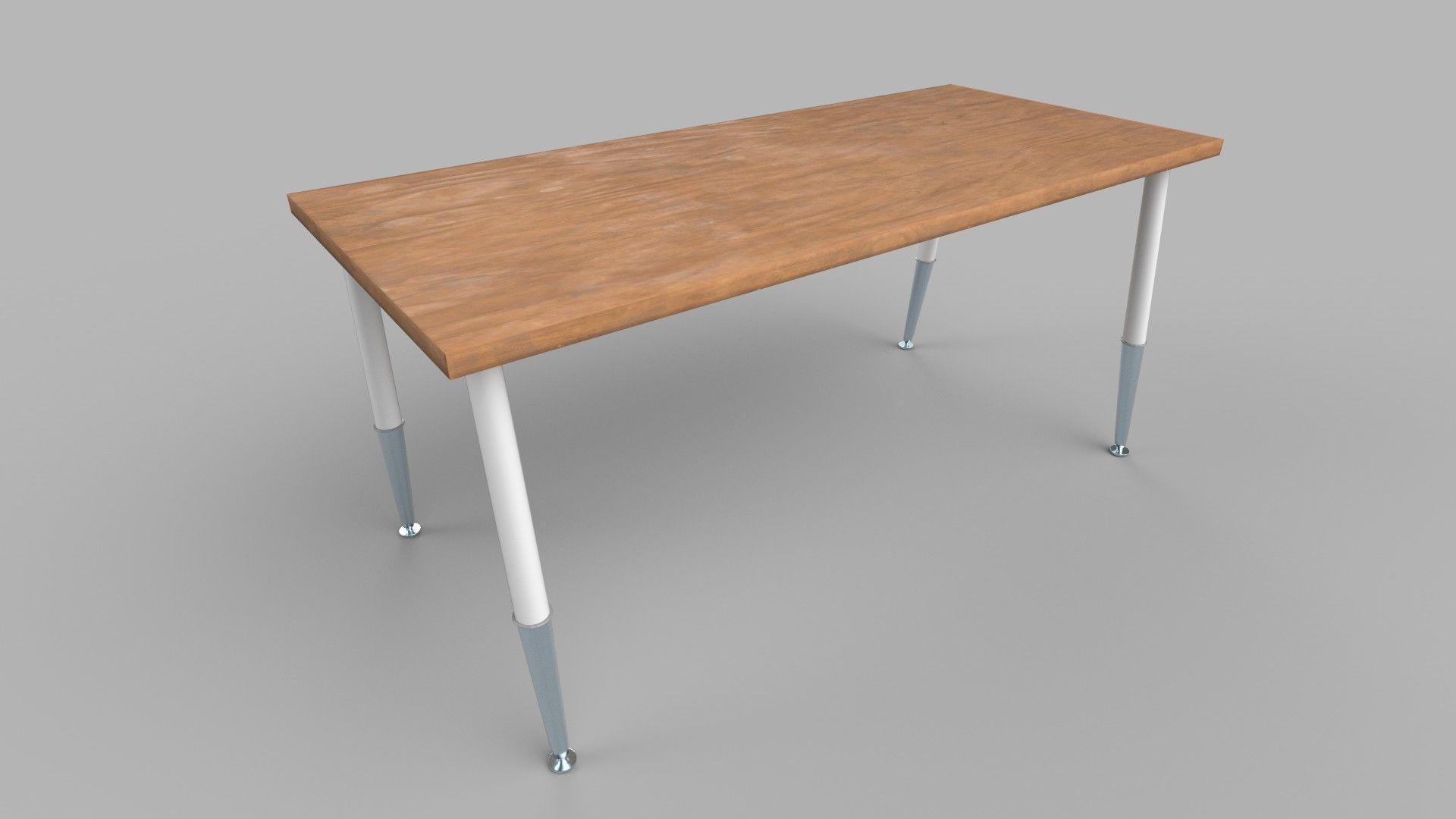 table wooden with metal legs Low-poly 3D model_1