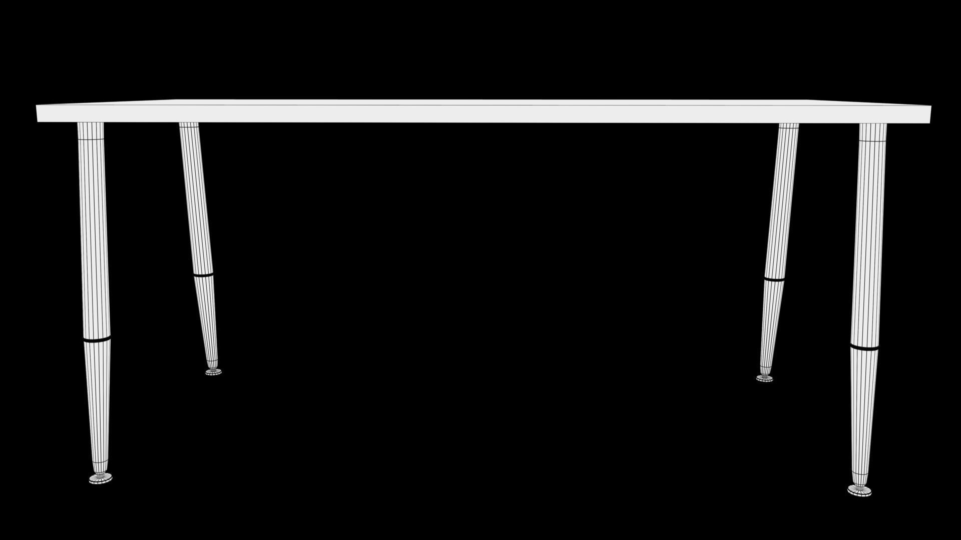 table wooden with metal legs Low-poly 3D model_8